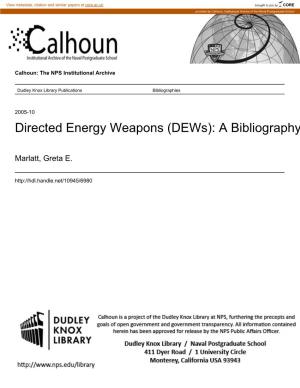 Directed Energy Weapons (Dews): a Bibliography