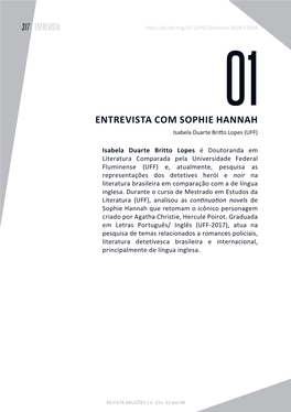 ENTREVISTA COM SOPHIE HANNAH Isabela Duarte Britto Lopes (UFF)