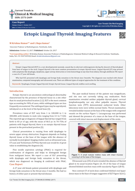Ectopic Lingual Thyroid: Imaging Features