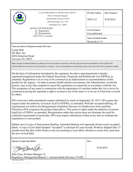 US EPA, Pesticide Product Label, SLIMICIDE C-31,09/30/2015