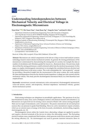 Understanding Interdependencies Between Mechanical Velocity and Electrical Voltage in Electromagnetic Micromixers