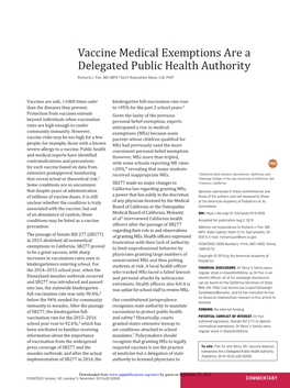 Vaccine Medical Exemptions Are a Delegated Public Health Authority Richard J