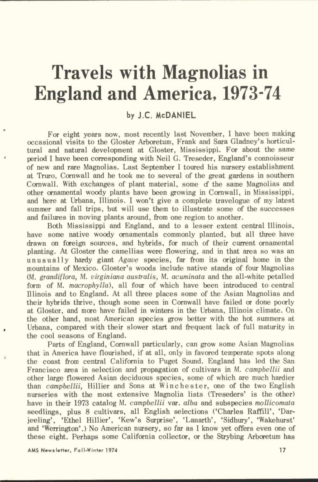 England and America, 1973-74