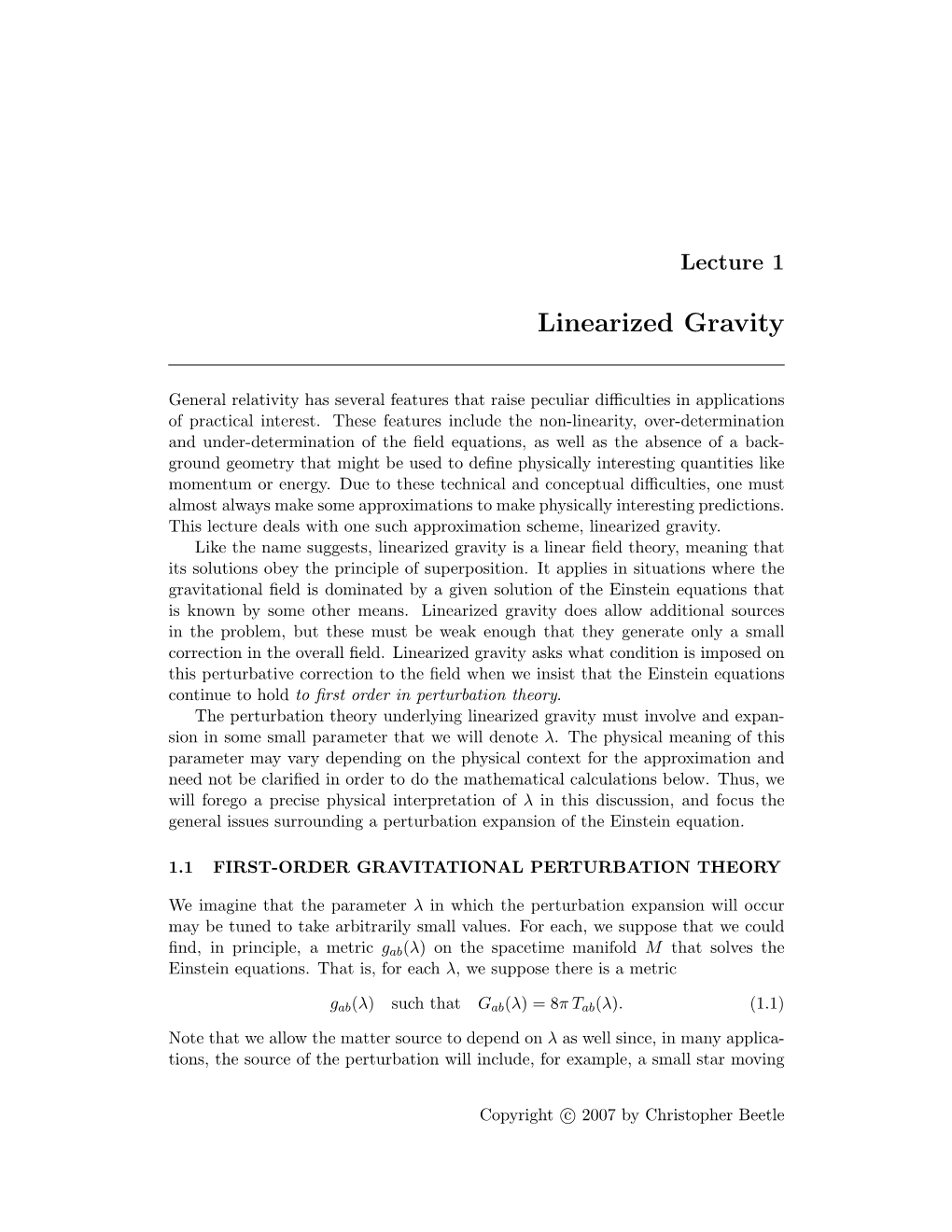 Linearized Gravity