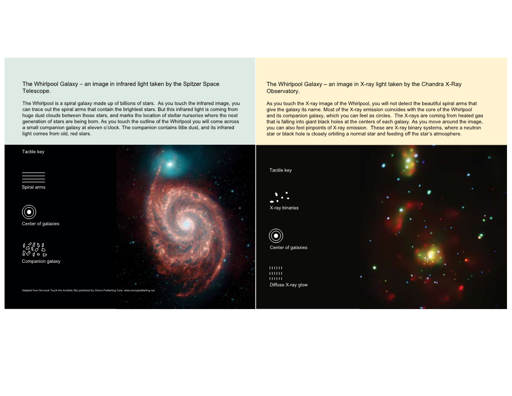 The Whirlpool Galaxy – an Image in Infrared Light Taken by the Spitzer Space the Whirlpool Galaxy – an Image in X-Ray Light Taken by the Chandra X-Ray Telescope