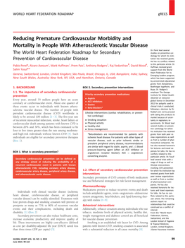 Reducing Premature Cardiovascular Morbidity and Mortality in People with Atherosclerotic Vascular Disease Dr