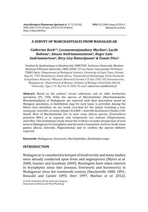 A SURVEY of MARCHANTIALES from MADAGASCAR Catherine