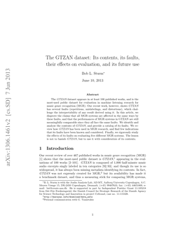 The GTZAN Dataset: Its Contents, Its Faults, Their Effects on Evaluation