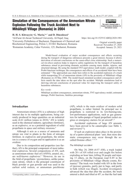 Simulation of the Consequences of the Ammonium Nitrate Explosion