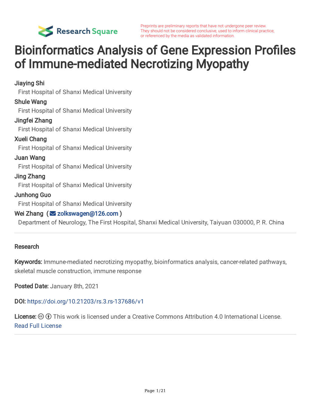 Bioinformatics Analysis of Gene Expression Pro Les of Immune