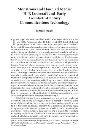 This Paper Examines the Role of Media Technologies in the Horror