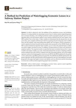 A Method for Prediction of Waterlogging Economic Losses in a Subway Station Project