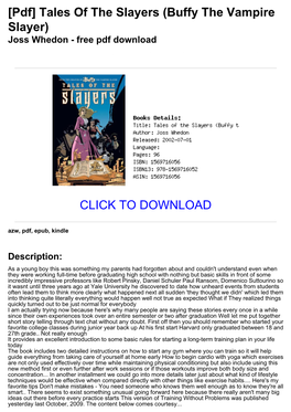 [Pdf] Tales of the Slayers (Buffy the Vampire Slayer) Joss Whedon - Free Pdf Download