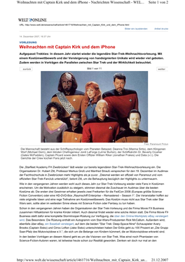 Weihnachten Mit Captain Kirk Und Dem Iphone - Nachrichten Wissenschaft - WEL