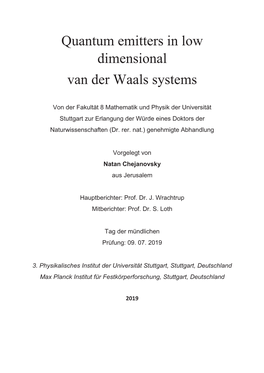 Quantum Emitters in Low Dimensional Van Der Waals Systems