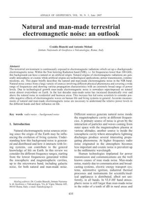 Natural and Man-Made Terrestrial Electromagnetic Noise: an Outlook