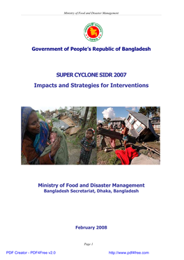 SUPER CYCLONE SIDR 2007 Impacts and Strategies for Interventions
