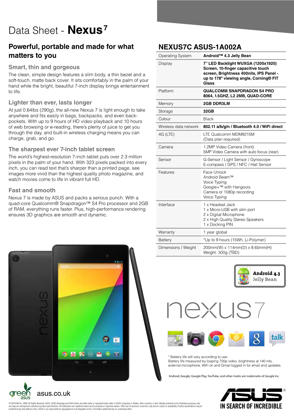 Data Sheet - Nexus 7