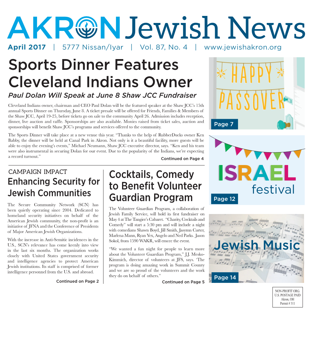 ISRAEL Jewish Communities Festival Guardian Program Page 12 the Secure Community Network (SCN) Has Been Quietly Operating Since 2004