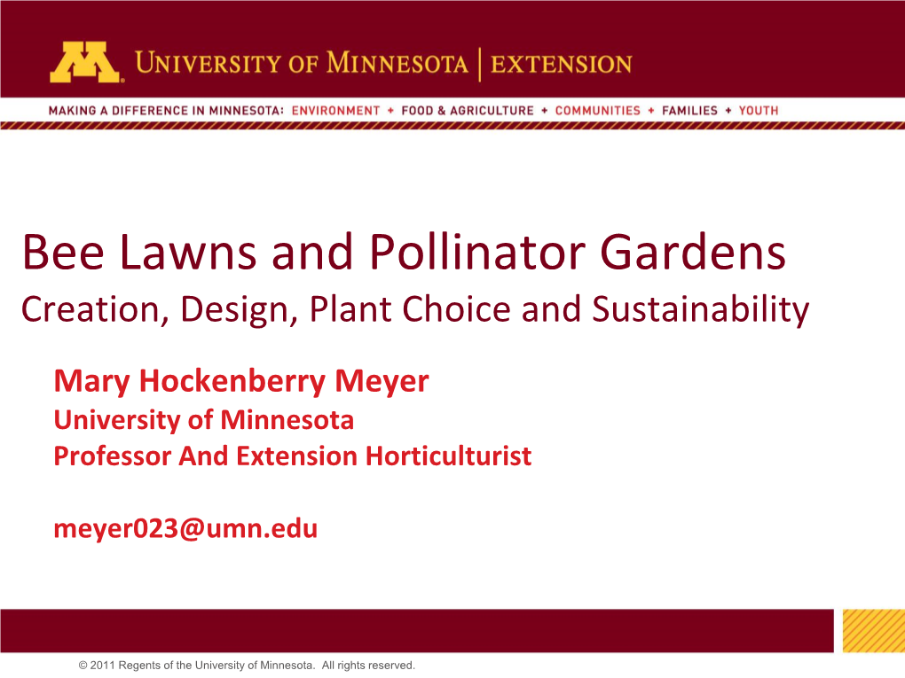 Bee Lawns and Pollinator Gardens