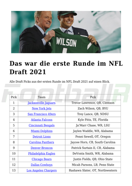Das War Die Erste Runde Im NFL Draft 2021