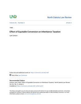 Effect of Equitable Conversion on Inheritance Taxation
