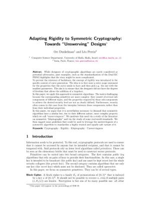 Adapting Rigidity to Symmetric Cryptography: Towards “Unswerving” Designs∗