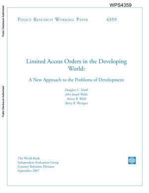 Limited Access Orders in the Developing World