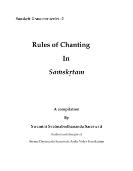 Rules of Chanting in Saàskåtam