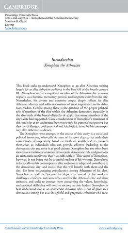 Introduction Xenophon the Athenian