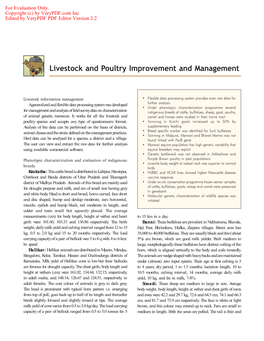 Livestock and Poultry Improvement and Management