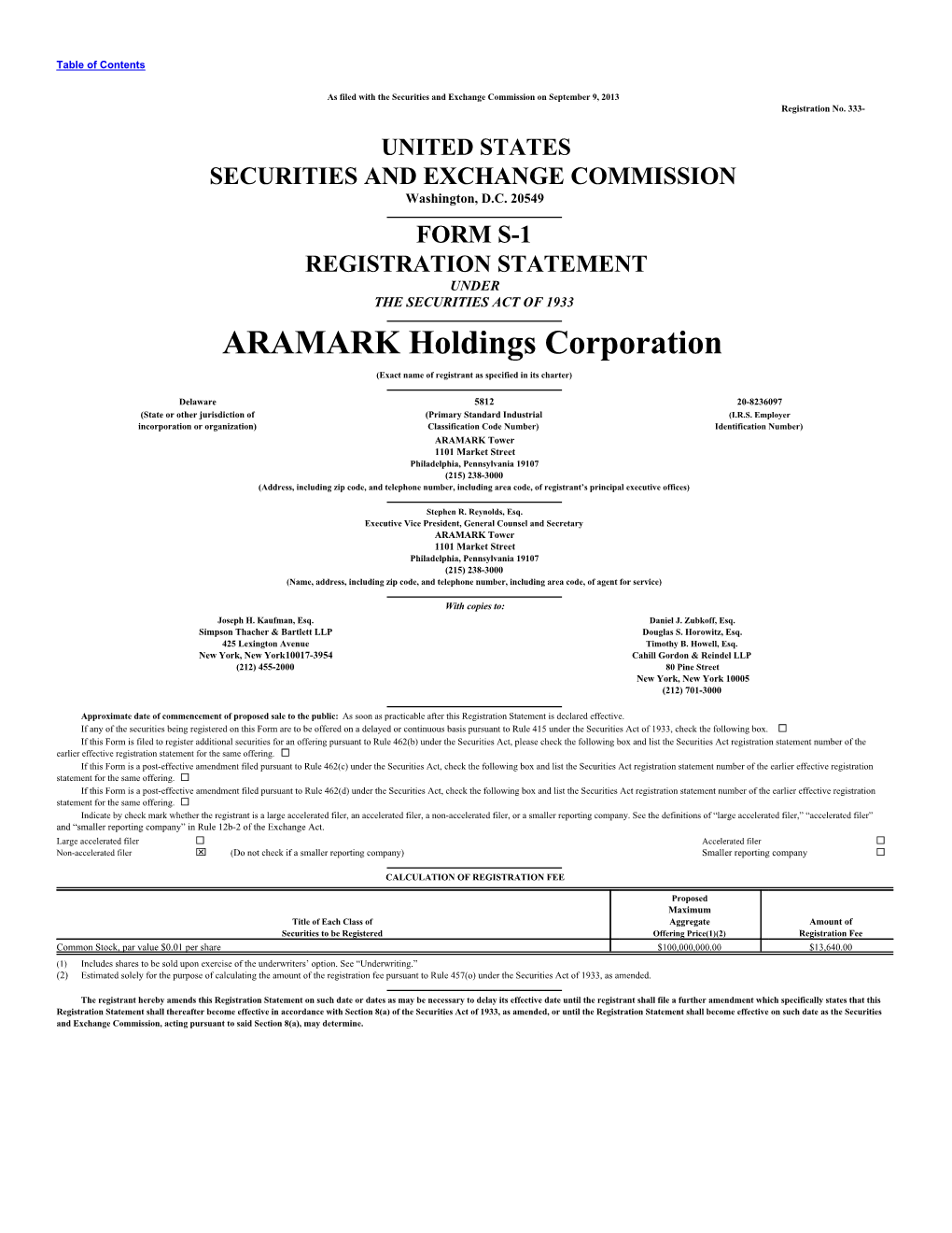 ARAMARK Holdings Corporation