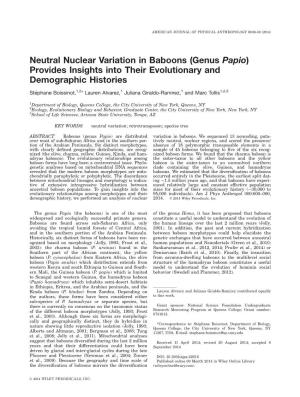 Neutral Nuclear Variation in Baboons (Genus Papio) Provides Insights Into Their Evolutionary and Demographic Histories