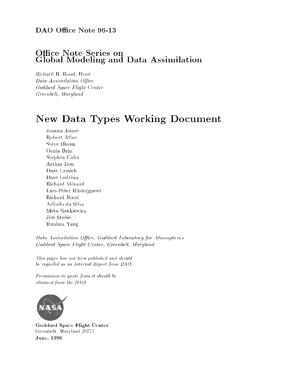 New Data Types Working Document