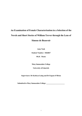 An Examination of Female Characterisation in a Selection of The