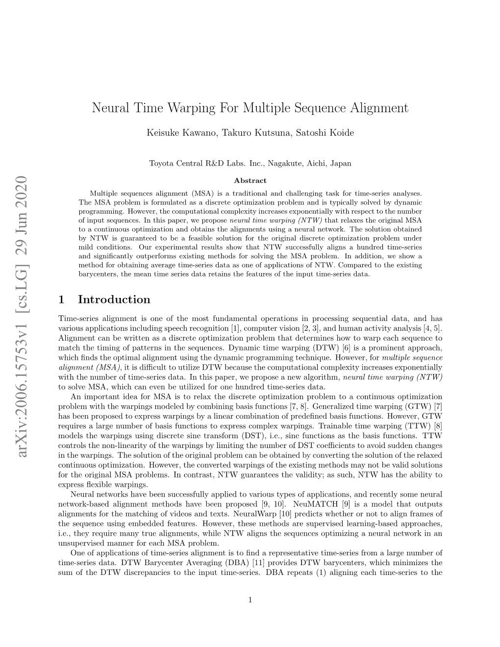 Neural Time Warping for Multiple Sequence Alignment