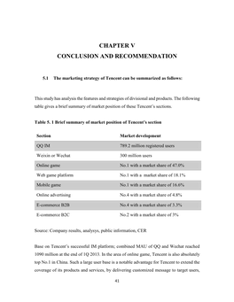 Chapter V Conclusion and Recommendation