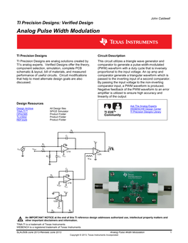 Verified Design Analog Pulse Width Modulation