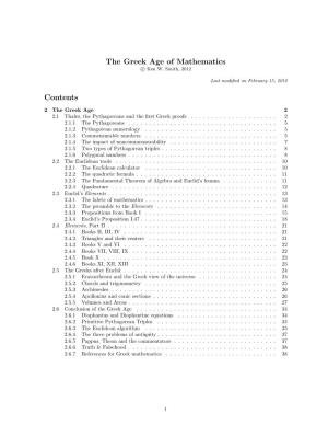 The Greek Age of Mathematics Contents