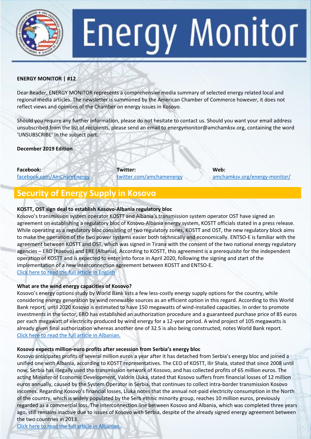 Security of Energy Supply in Kosovo