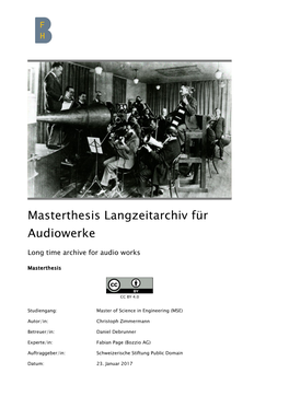 Masterthesis Langzeitarchiv Für Audiowerke