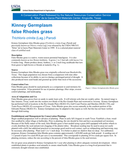 Conservation Plant Release Brochure for Kinney Germplasm False
