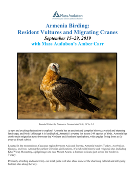 Armenia Birding: Resident Vultures and Migrating Cranes September 15–29, 2019 with Mass Audubon’S Amber Carr