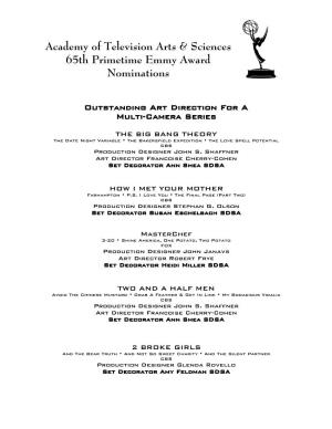 Academy of Television Arts & Sciences 65Th Primetime Emmy Award Nominations