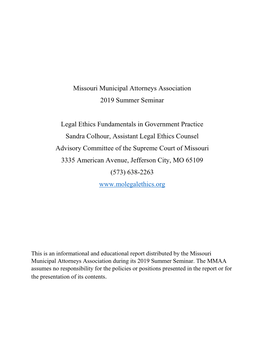 Missouri Municipal Attorneys Association 2019 Summer Seminar