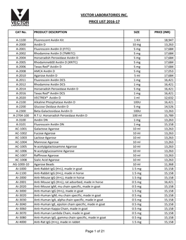 Vector Price List 2016-17