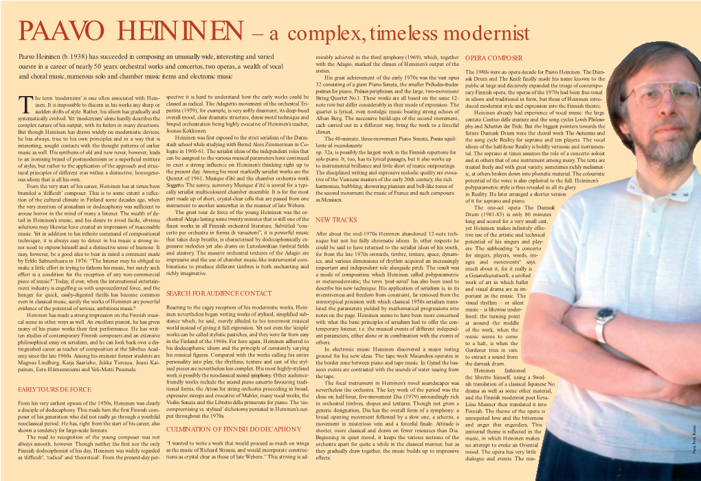 PAAVO HEININEN – a Complex, Timeless Modernist