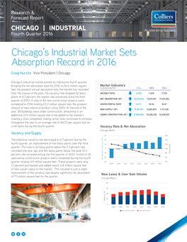 Chicago's Industrial Market Sets Absorption Record in 2016