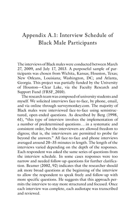 Appendix A.1: Interview Schedule of Black Male Participants