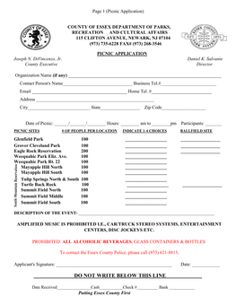 Picnic Permit Application